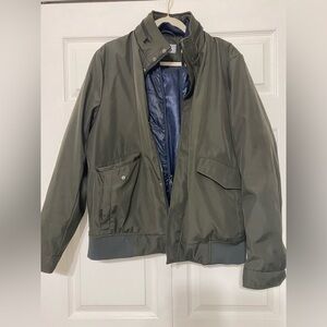 Michael Kors Men's Olive Green Jacket with hoodie size L
